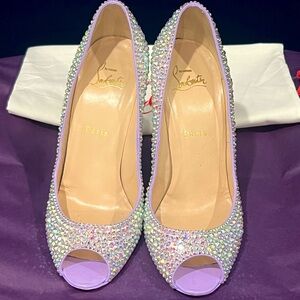 Christian Louboutin Swarovski Crystal Strass Heels Lilac Light Purple Size 38